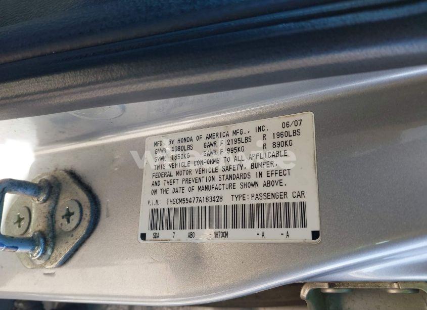 Photo 9 of 2007 Honda Accord 2.4 LX (VIN 1HGCM55477A183428)