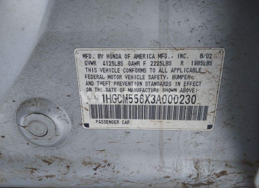 Photo 9 of 2003 Honda Accord 2.4 EX (VIN 1HGCM556X3A000230)