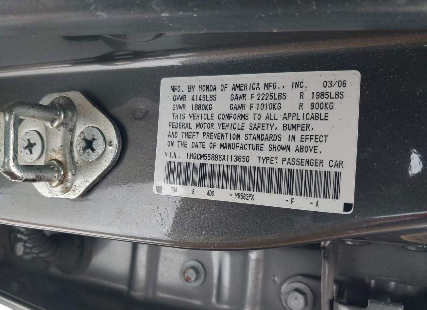 Photo 9 of 2006 Honda Accord 2.4 EX (VIN 1HGCM55886A113650)