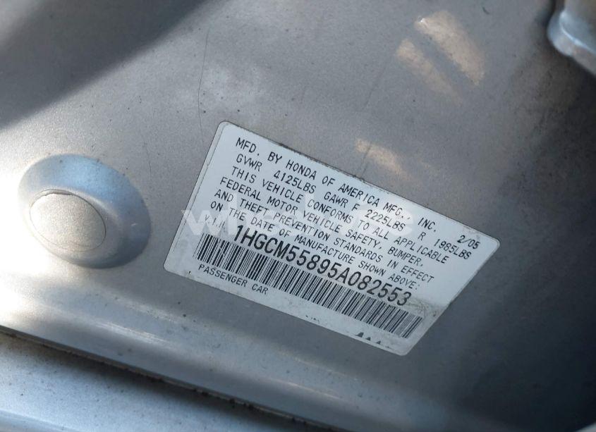 Photo 9 of 2005 Honda Accord 2.4 EX (VIN 1HGCM55895A082553)