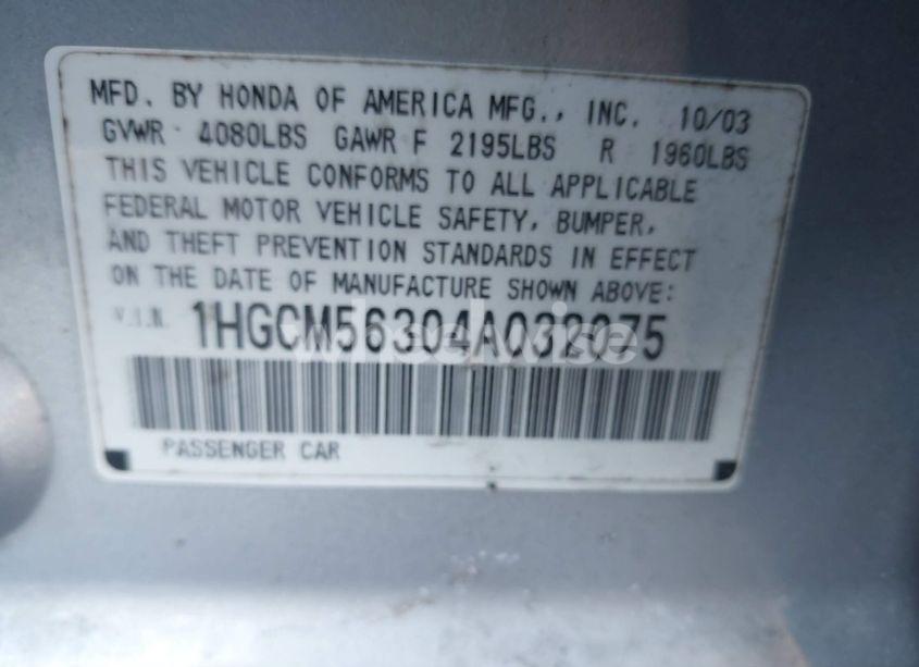 Photo 9 of 2004 Honda Accord 2.4 LX (VIN 1HGCM56304A032075)