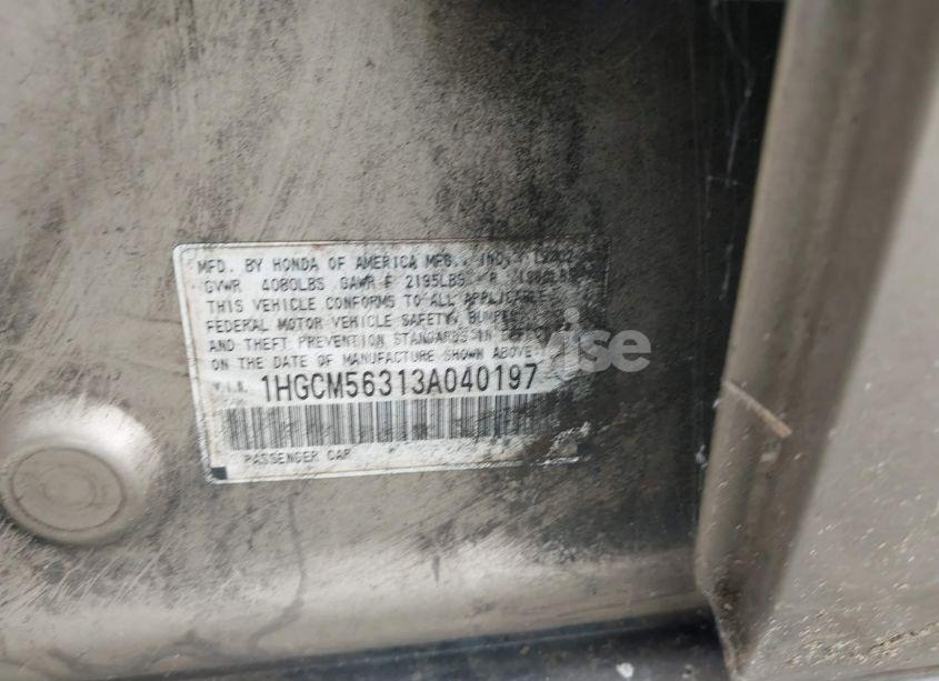 Photo 9 of 2003 Honda Accord 2.4 LX (VIN 1HGCM56313A040197)