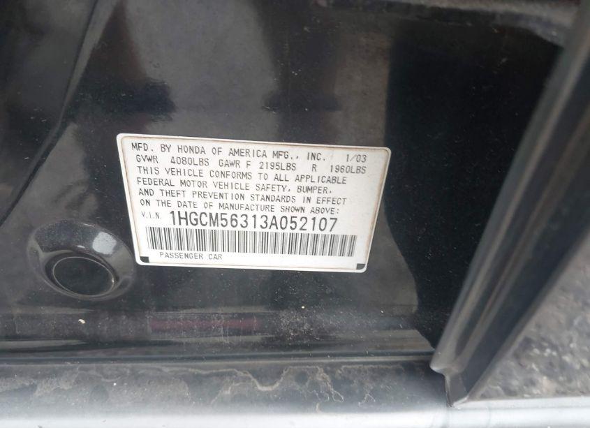 Photo 9 of 2003 Honda Accord 2.4 LX (VIN 1HGCM56313A052107)