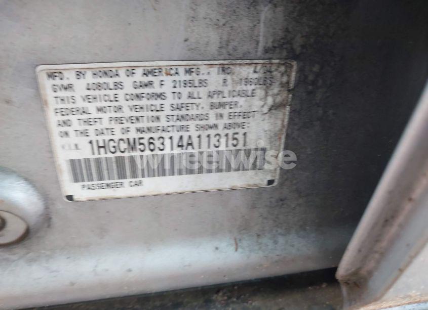 Photo 9 of 2004 Honda Accord 2.4 LX (VIN 1HGCM56314A113151)