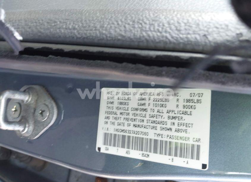 Photo 9 of 2007 Honda Accord 2.4 SE (VIN 1HGCM56327A207060)