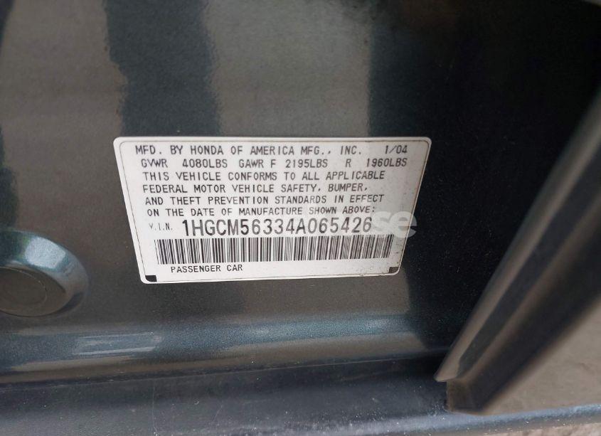 Photo 9 of 2004 Honda Accord 2.4 LX (VIN 1HGCM56334A065426)