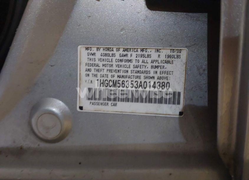 Photo 9 of 2003 Honda Accord 2.4 LX (VIN 1HGCM56353A014380)