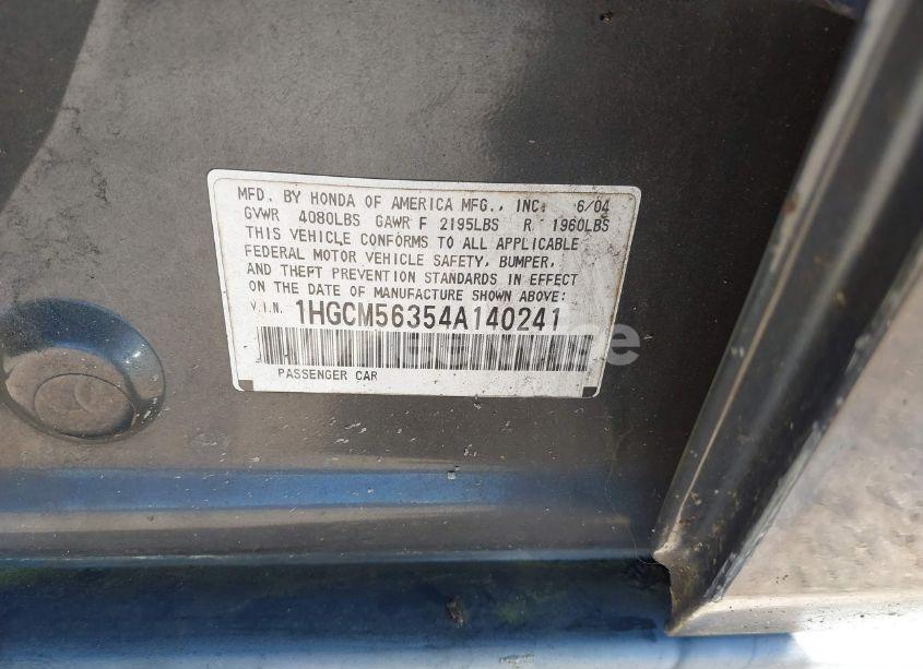 Photo 9 of 2004 Honda Accord 2.4 LX (VIN 1HGCM56354A140241)