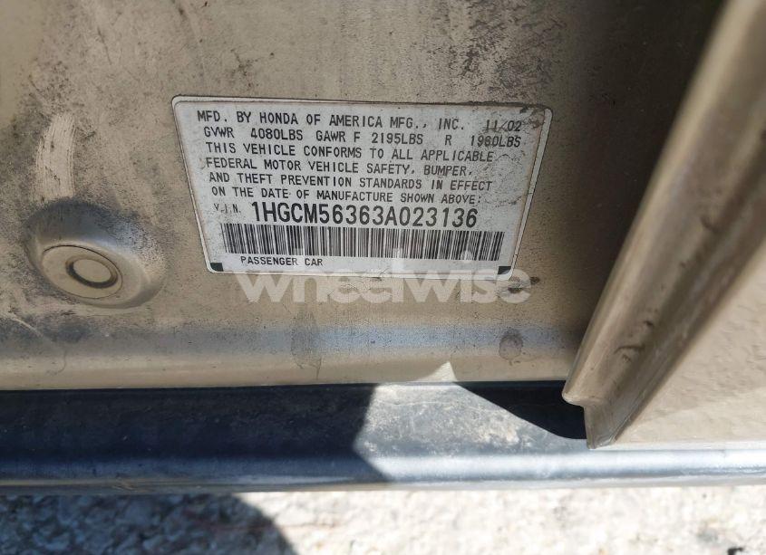 Photo 9 of 2003 Honda Accord 2.4 LX (VIN 1HGCM56363A023136)