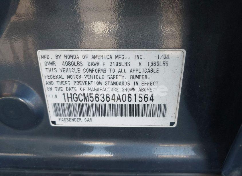 Photo 9 of 2004 Honda Accord 2.4 LX (VIN 1HGCM56364A061564)
