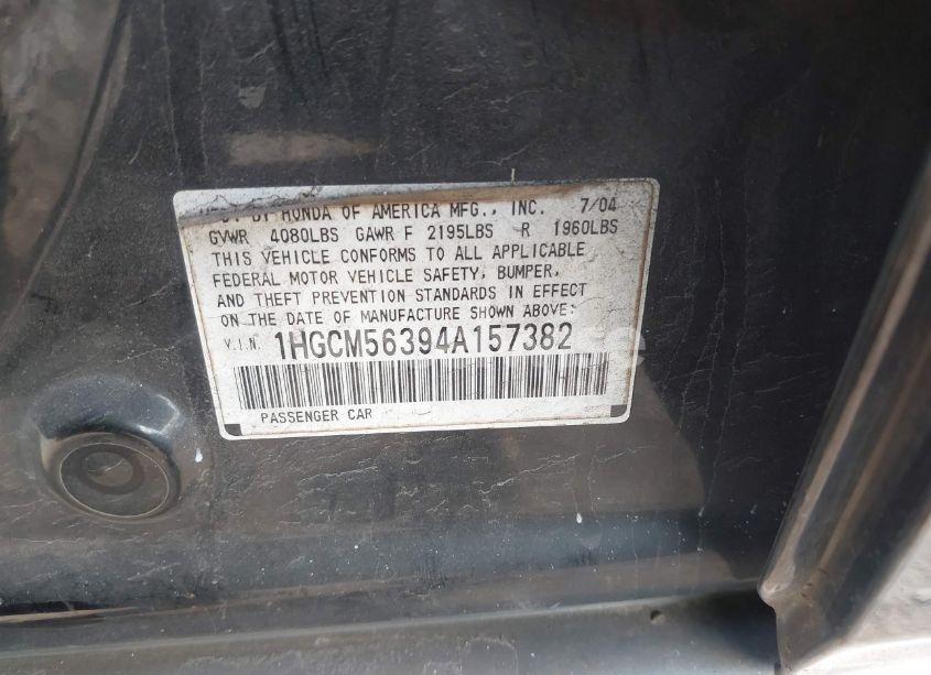 Photo 9 of 2004 Honda Accord 2.4 LX (VIN 1HGCM56394A157382)