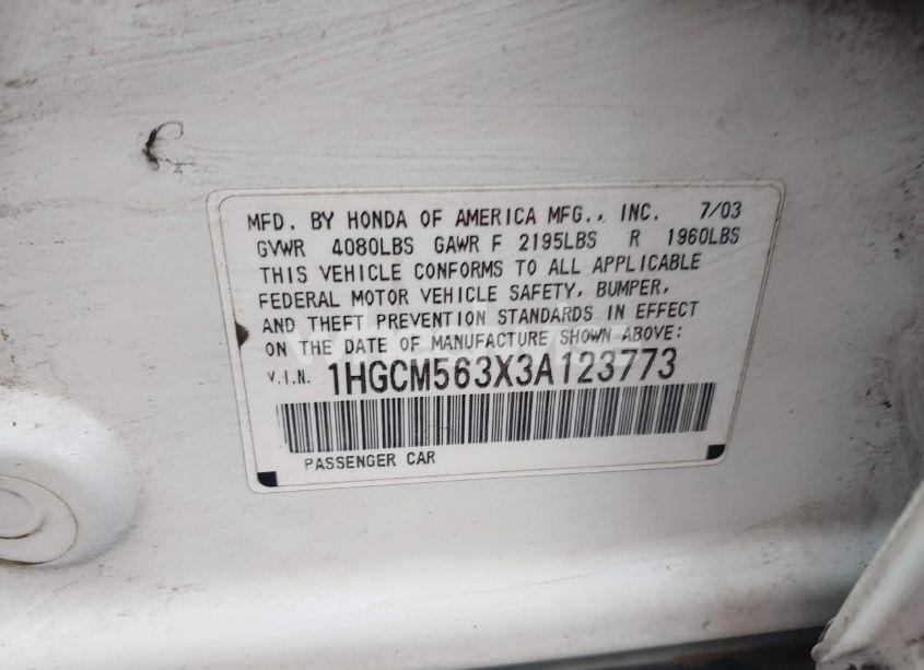 Photo 9 of 2003 Honda Accord 2.4 LX (VIN 1HGCM563X3A123773)