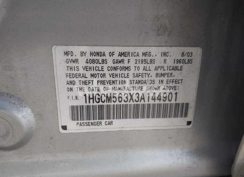 Photo 9 of 2003 Honda Accord 2.4 LX (VIN 1HGCM563X3A144901)