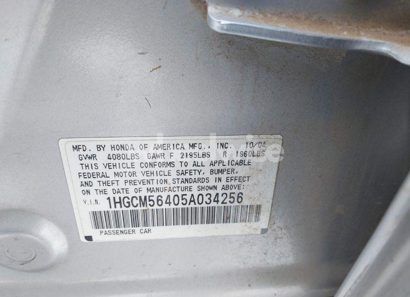 Photo 9 of 2005 Honda Accord 2.4 LX (VIN 1HGCM56405A034256)