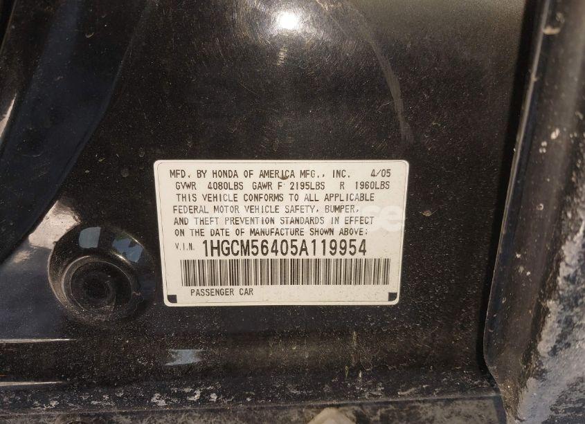 Photo 9 of 2005 Honda Accord 2.4 LX (VIN 1HGCM56405A119954)