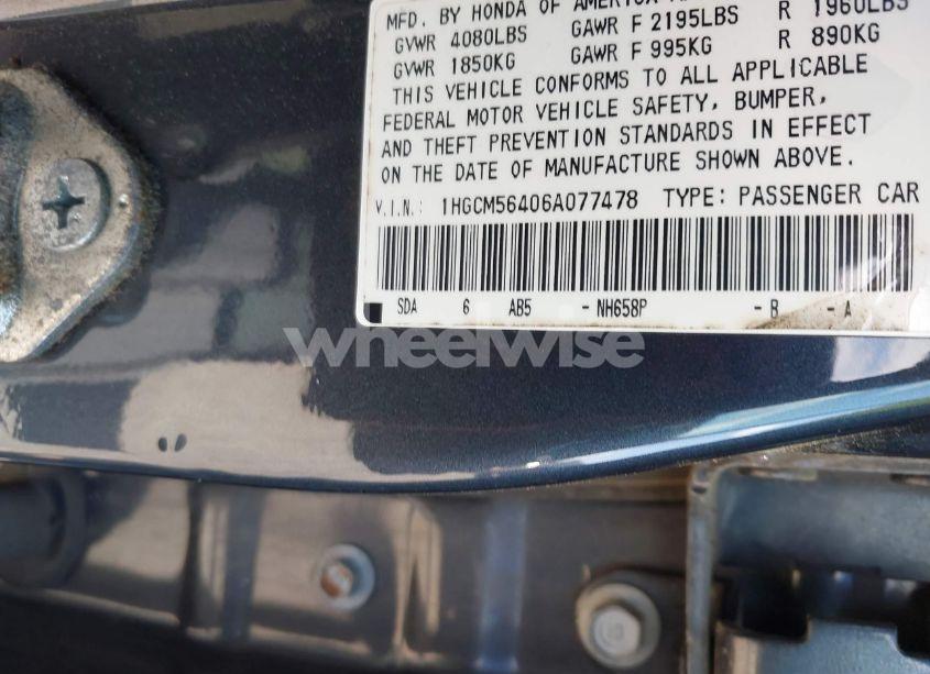 Photo 9 of 2006 Honda Accord 2.4 LX (VIN 1HGCM56406A077478)