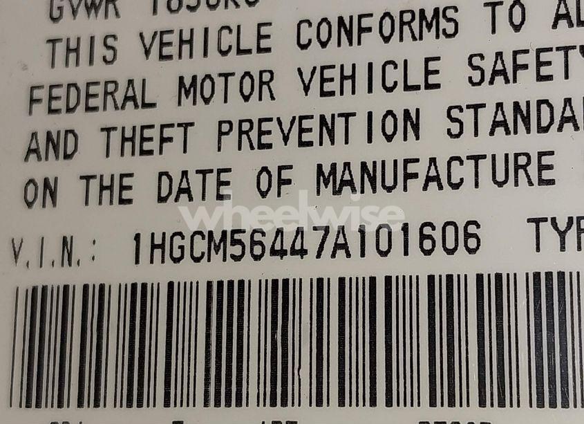 Photo 9 of 2007 Honda Accord 2.4 LX (VIN 1HGCM56447A101606)