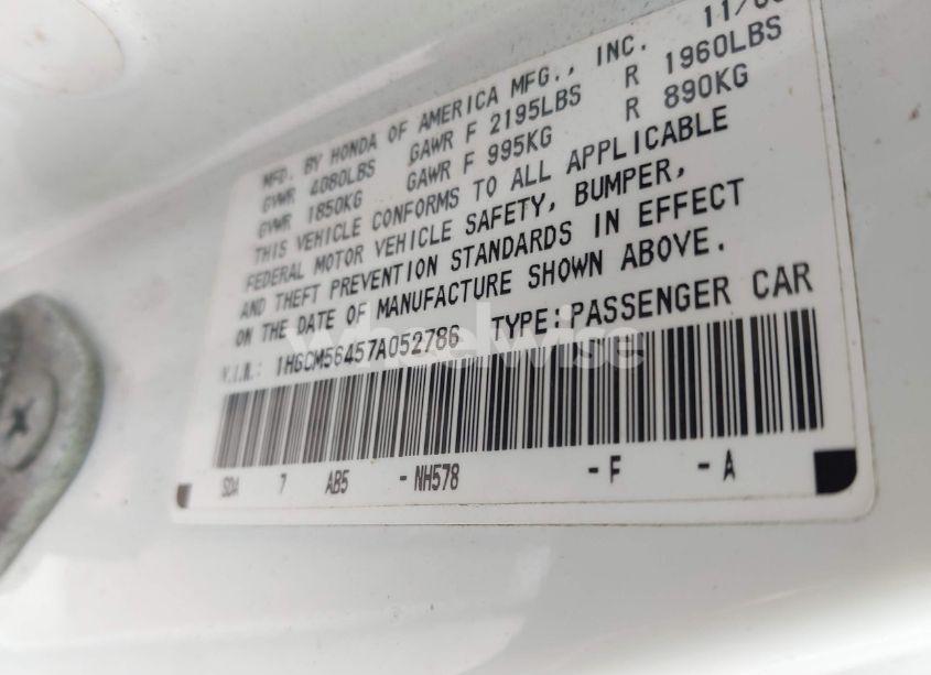 Photo 9 of 2007 Honda Accord 2.4 LX (VIN 1HGCM56457A052786)