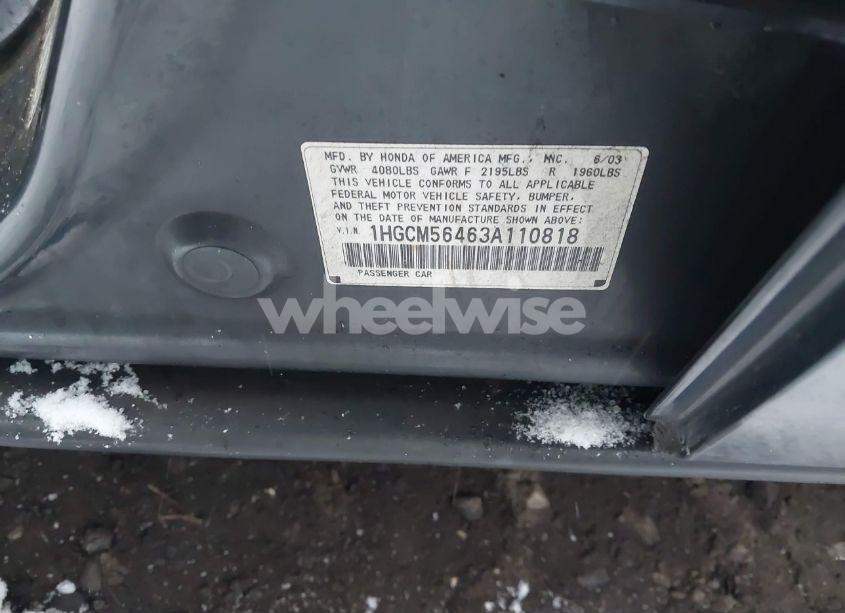 Photo 9 of 2003 Honda Accord 2.4 LX (VIN 1HGCM56463A110818)