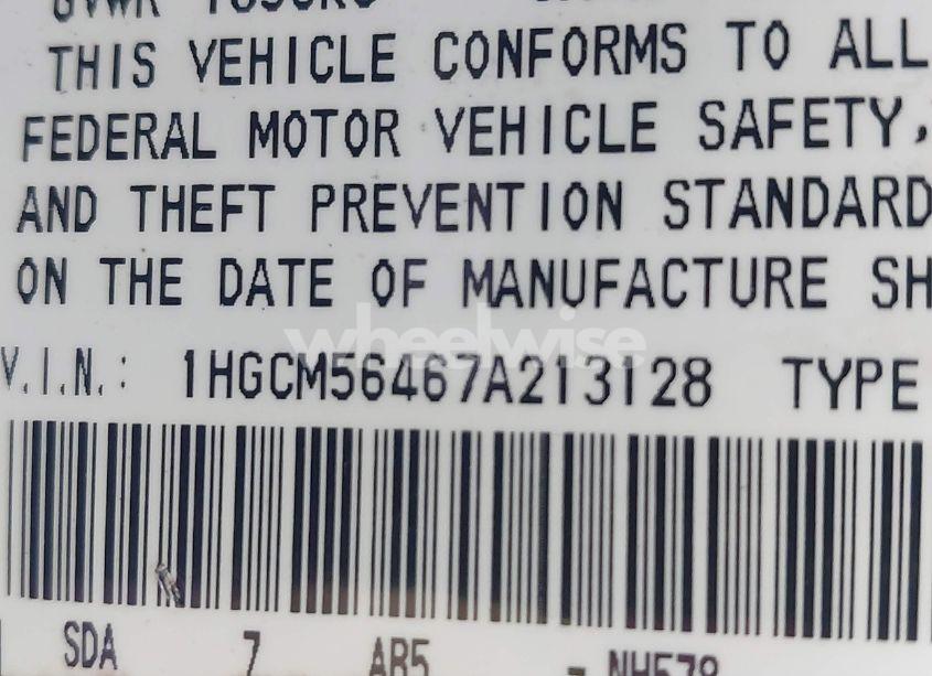 Photo 9 of 2007 Honda Accord 2.4 LX (VIN 1HGCM56467A213128)