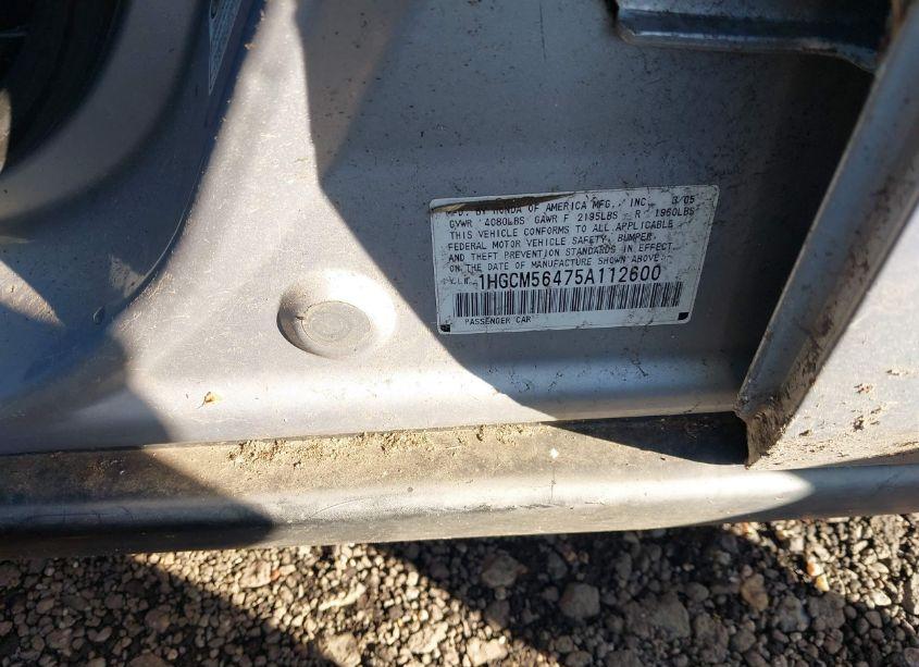 Photo 9 of 2005 Honda Accord 2.4 LX (VIN 1HGCM56475A112600)