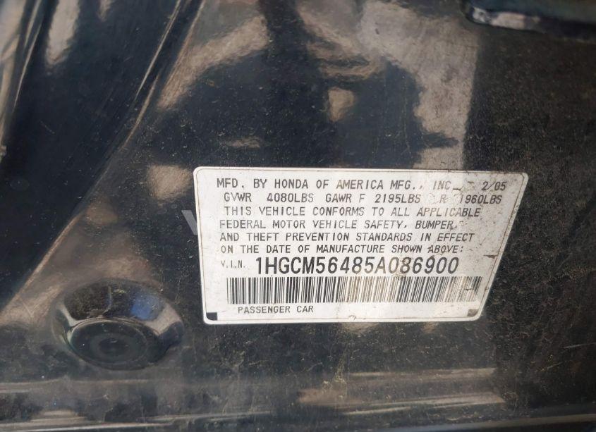 Photo 9 of 2005 Honda Accord 2.4 LX (VIN 1HGCM56485A086900)