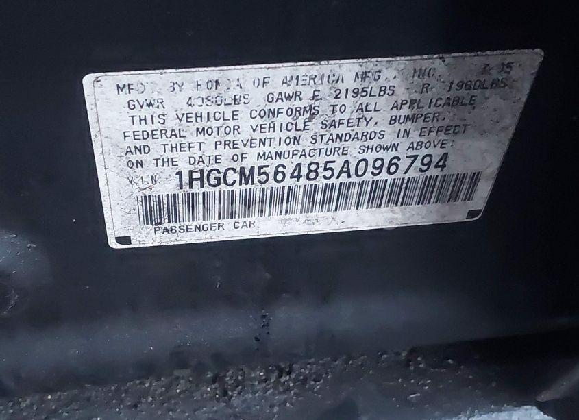 Photo 9 of 2005 Honda Accord 2.4 LX (VIN 1HGCM56485A096794)