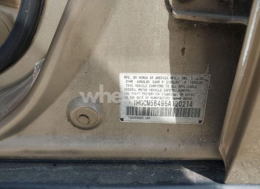 Photo 9 of 2005 Honda Accord 2.4 LX (VIN 1HGCM56495A120214)