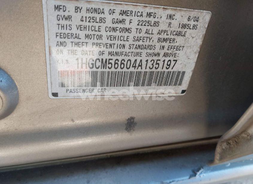 Photo 9 of 2004 Honda Accord 2.4 EX (VIN 1HGCM56604A135197)