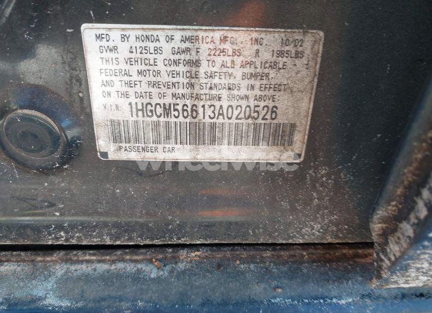Photo 9 of 2003 Honda Accord 2.4 EX (VIN 1HGCM56613A020526)