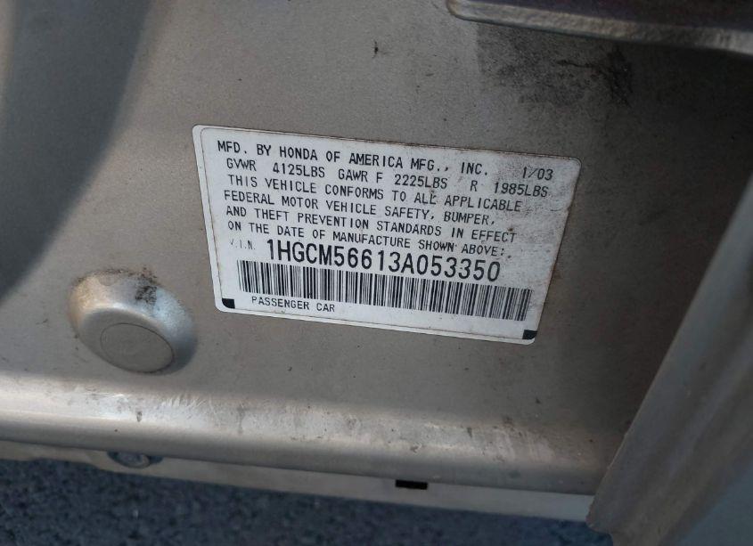 Photo 9 of 2003 Honda Accord 2.4 EX (VIN 1HGCM56613A053350)