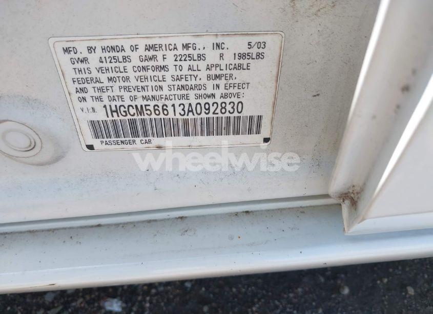 Photo 9 of 2003 Honda Accord 2.4 EX (VIN 1HGCM56613A092830)