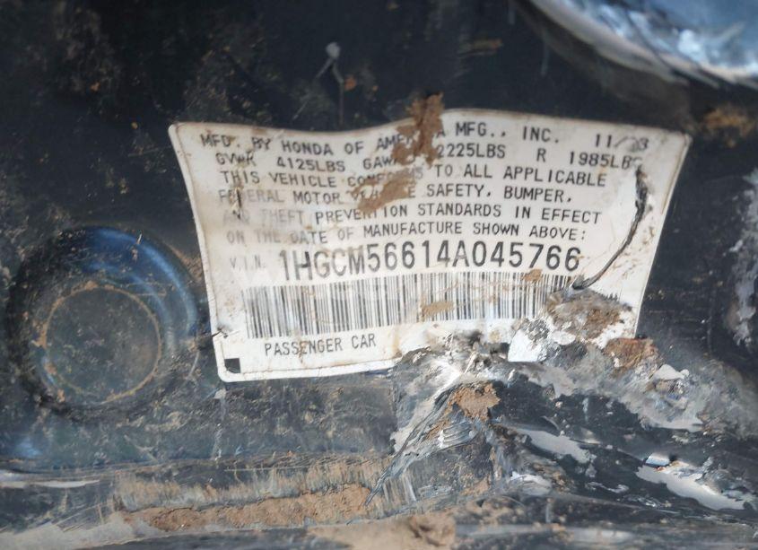 Photo 9 of 2004 Honda Accord 2.4 EX (VIN 1HGCM56614A045766)