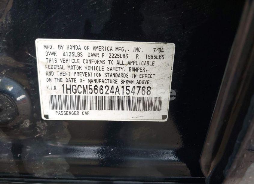 Photo 9 of 2004 Honda Accord 2.4 EX (VIN 1HGCM56624A154768)