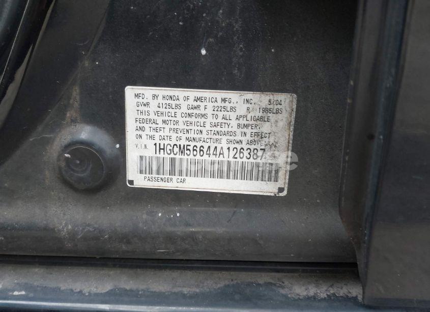 Photo 9 of 2004 Honda Accord 2.4 EX (VIN 1HGCM56644A126387)