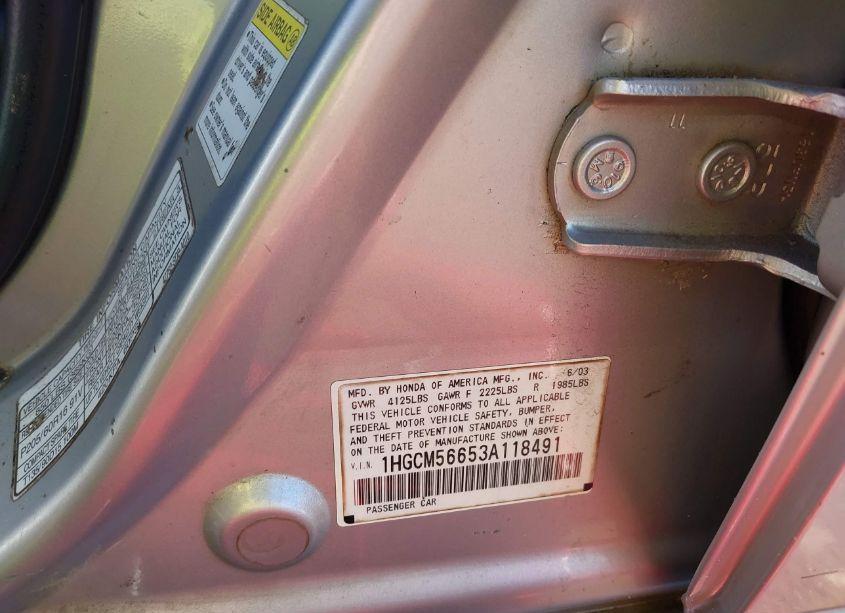 Photo 9 of 2003 Honda Accord 2.4 EX (VIN 1HGCM56653A118491)