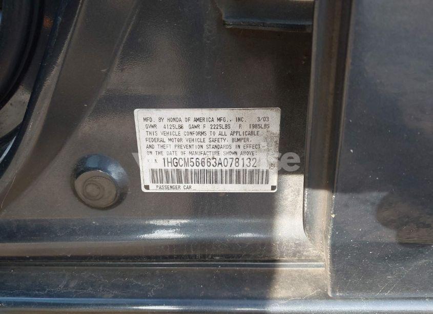 Photo 9 of 2003 Honda Accord 2.4 EX (VIN 1HGCM56663A078132)