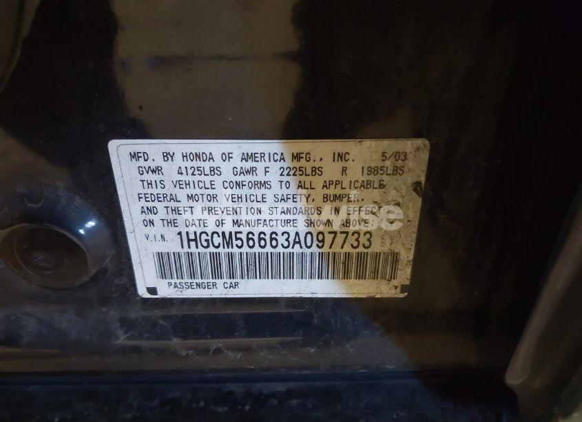 Photo 9 of 2003 Honda Accord 2.4 EX (VIN 1HGCM56663A097733)