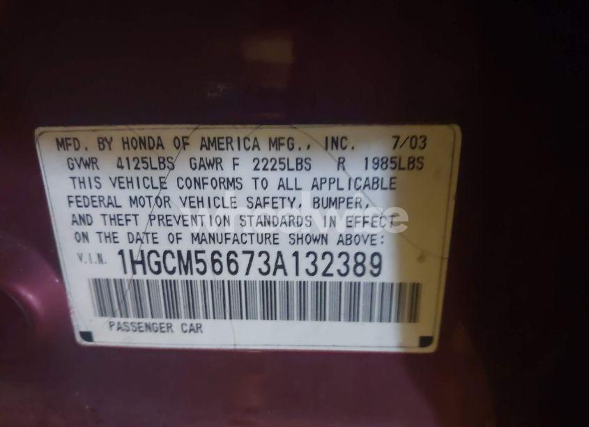 Photo 9 of 2003 Honda Accord 2.4 EX (VIN 1HGCM56673A132389)