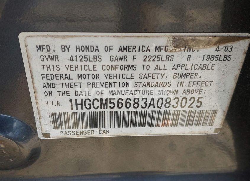 Photo 9 of 2003 Honda Accord 2.4 EX (VIN 1HGCM56683A083025)