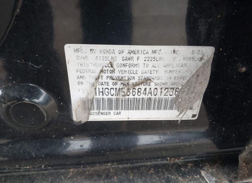 Photo 9 of 2004 Honda Accord 2.4 EX (VIN 1HGCM56684A012361)