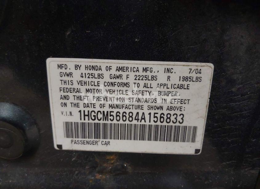 Photo 9 of 2004 Honda Accord 2.4 EX (VIN 1HGCM56684A156833)