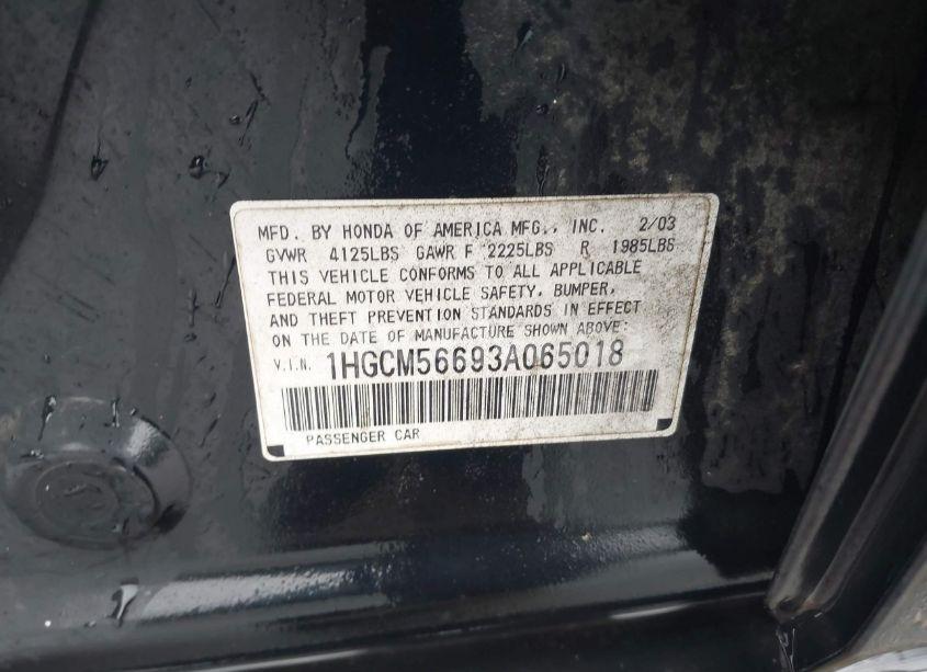 Photo 9 of 2003 Honda Accord 2.4 EX (VIN 1HGCM56693A065018)