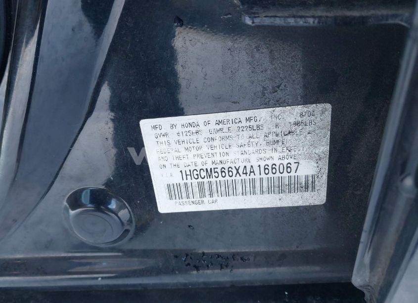 Photo 9 of 2004 Honda Accord 2.4 EX (VIN 1HGCM566X4A166067)