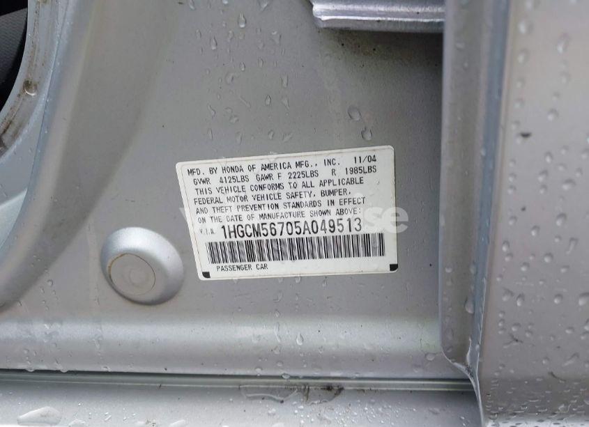 Photo 9 of 2005 Honda Accord 2.4 EX (VIN 1HGCM56705A049513)