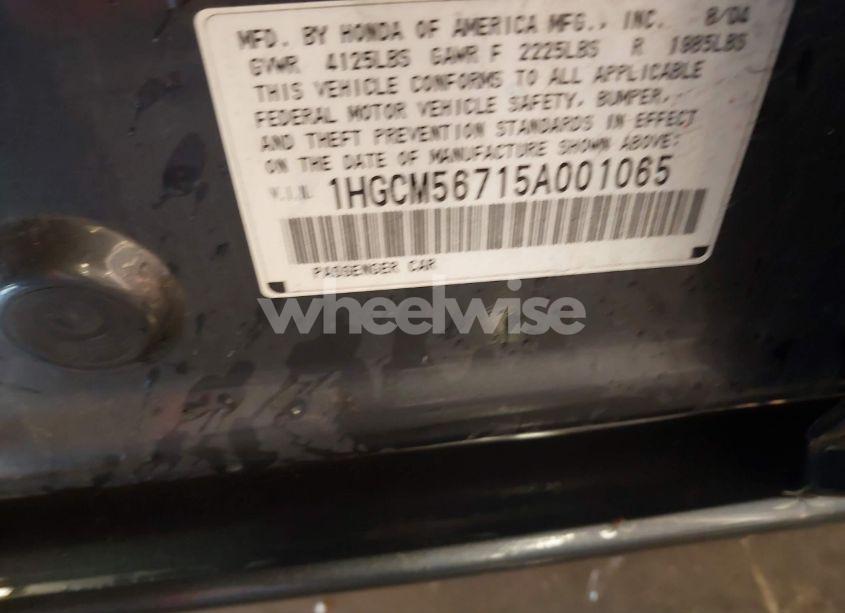 Photo 9 of 2005 Honda Accord 2.4 EX (VIN 1HGCM56715A001065)