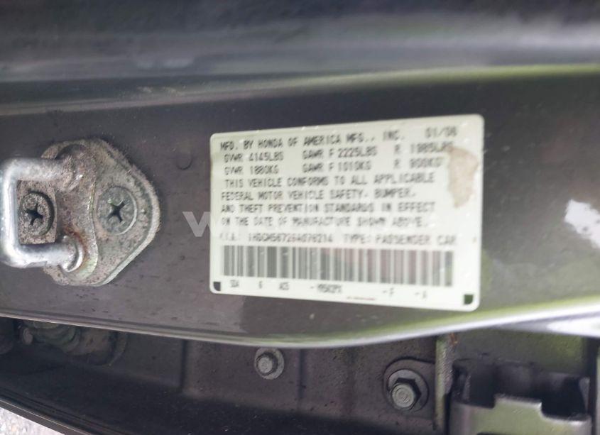 Photo 9 of 2006 Honda Accord 2.4 EX (VIN 1HGCM56726A076214)