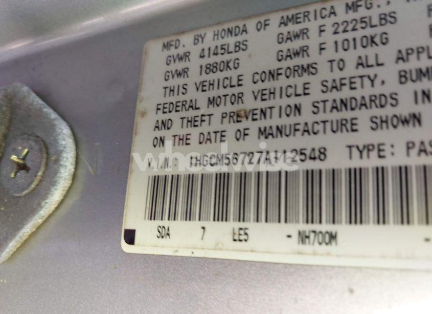 Photo 9 of 2007 Honda Accord 2.4 EX (VIN 1HGCM56727A112548)