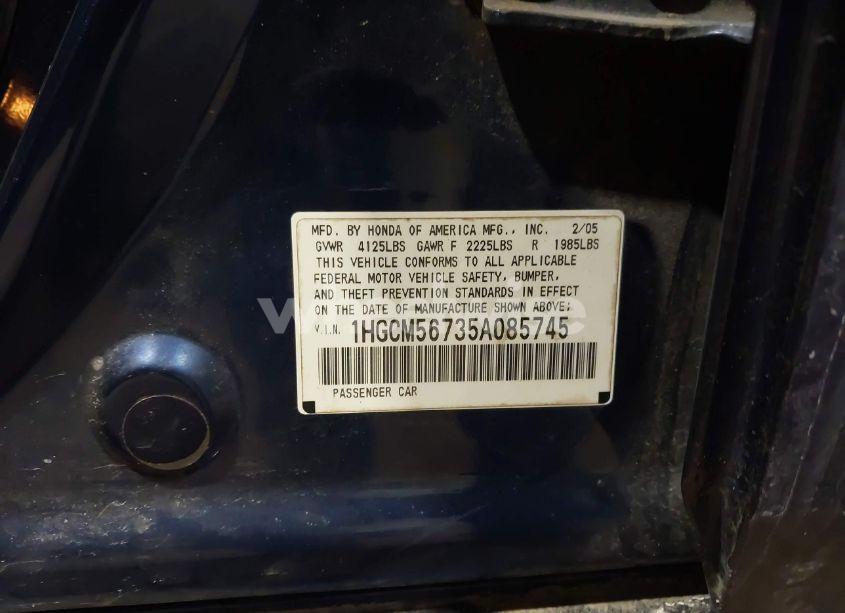 Photo 9 of 2005 Honda Accord 2.4 EX (VIN 1HGCM56735A085745)