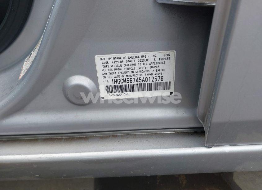 Photo 9 of 2005 Honda Accord 2.4 EX (VIN 1HGCM56745A012576)